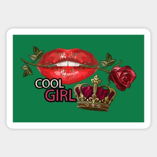 Red lips golden crown embroidery Magnet